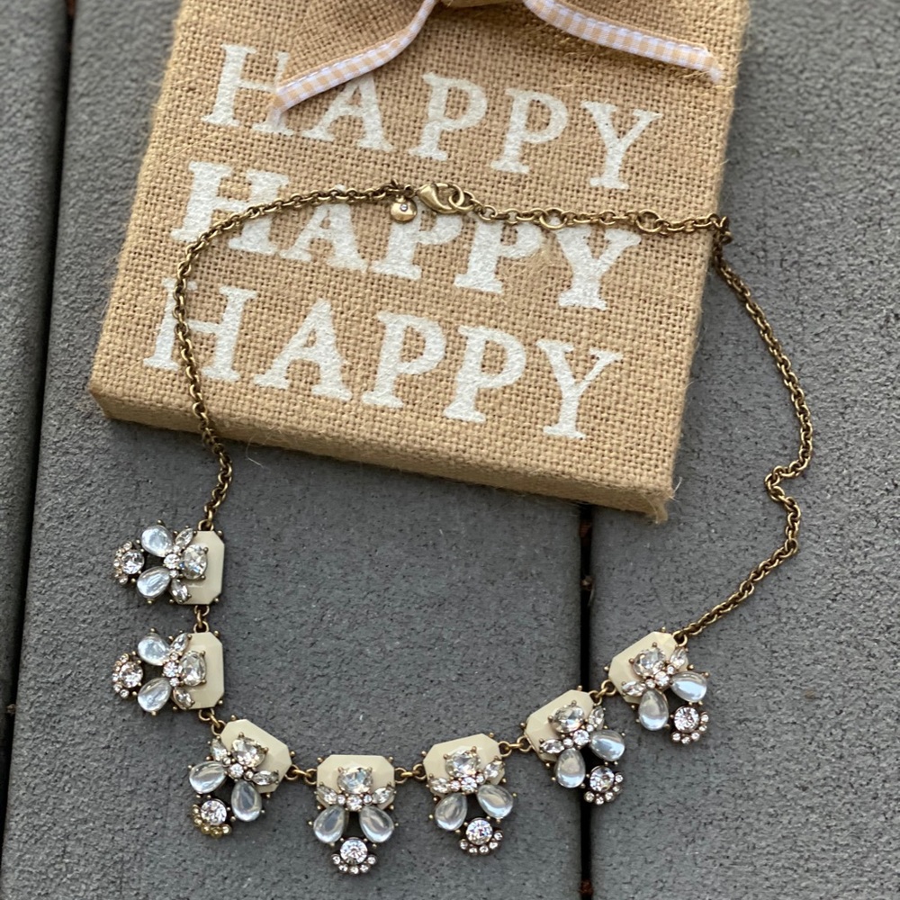 J Crew Crystal and Stone Row Necklace